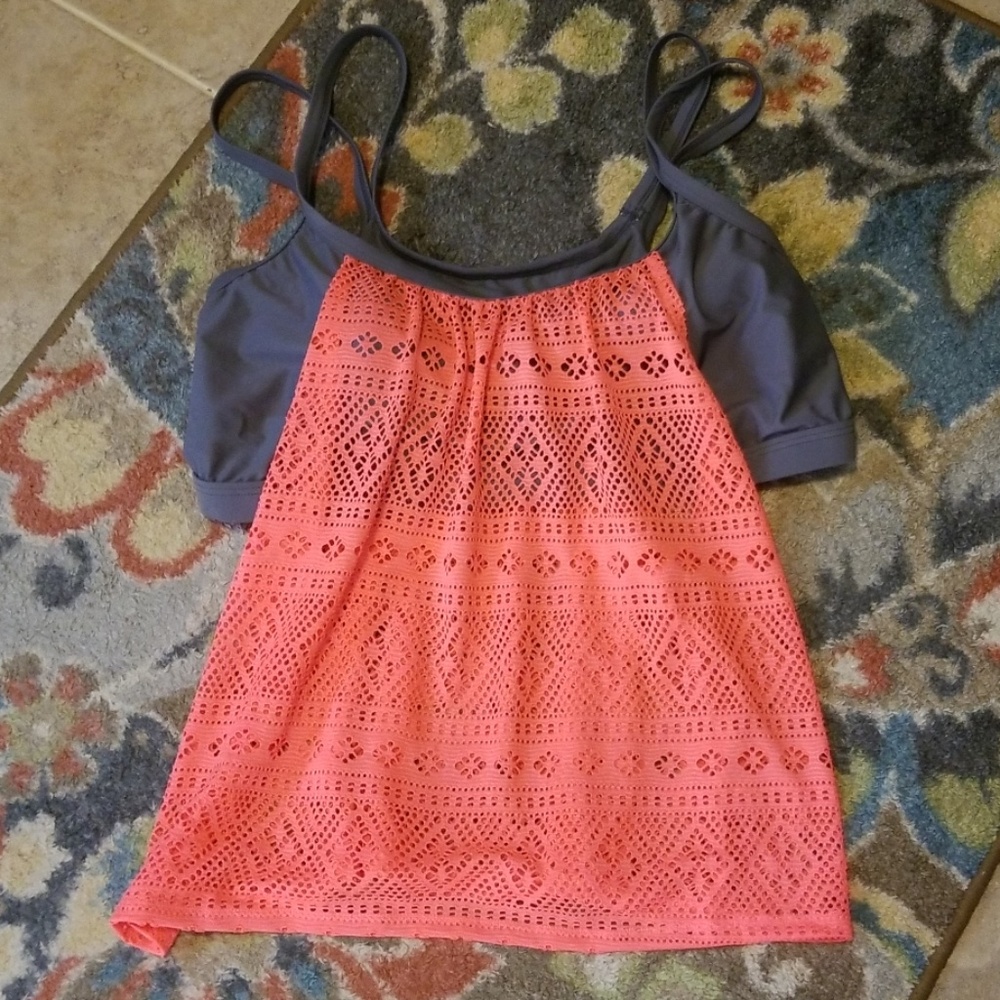 Go gossip 3x swim top Bright Coralie pink and Gray